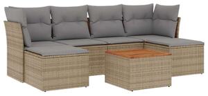 VidaXL Polyrattan Kerti Ülőgarnitúra - 7 részes - Bézs