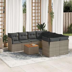 VidaXL Polyrattan Kerti Ülőgarnitúra - 9 részes - Szürke