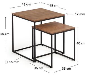 Két diófa asztali készlet Kave Home Yoana 35x35/ 45x45 cm