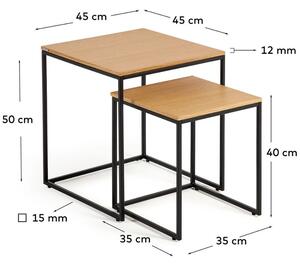 Két tölgyfa asztali készlet Kave Home Yoana 35x35/ 45x45 cm