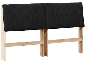 VidaXL Kárpitozott fejtámla Fekete 150 cm Tömör fenyőfa