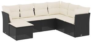 VidaXL Polyrattan Kerti Ülőgarnitúra - 7 részes - Fekete