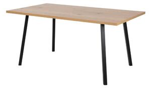 Asztal Oakland 614Fekete, Vad tölgy, 75x90x160cm, Közepes sűrűségű farostlemez, Fém