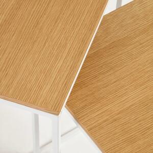 Két tölgyfa asztalkészlet Kave Home Yoana 35x35/ 45x45 cm fehér alappal