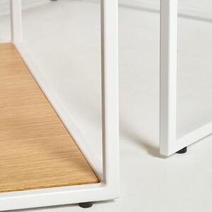 Két tölgyfa dohányzóasztal készlet Kave Home Yoana 100x50/ 50x55 cm fehér alappal
