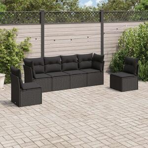 VidaXL Polyrattan Kerti Ülőgarnitúra - 6 részes - Fekete