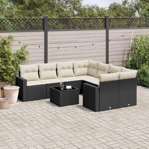Polyrattan Kerti Ülőgarnitúra - 9 részes - Fekete