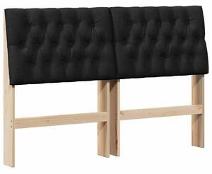 VidaXL Kárpitozott fejtámla Fekete 160 cm Tömör fenyőfa