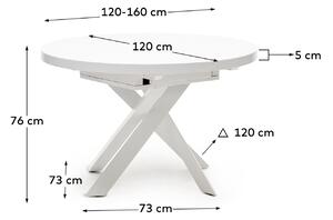 Fehér üveg összecsukható étkezőasztal Kave Home Vashti 120 - 160 cm