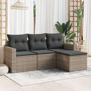 VidaXL Polyrattan Kerti Ülőgarnitúra - 4 részes - Szürke