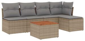 VidaXL Polyrattan Kerti Ülőgarnitúra - 6 részes - Bézs