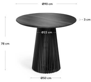Fekete fa kerek étkezőasztal Kave Home Jeanette 90 cm