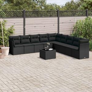 VidaXL Polyrattan Kerti Ülőgarnitúra - 10 részes - Fekete