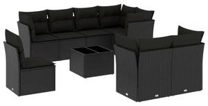 VidaXL Polyrattan Kerti Ülőgarnitúra - 9 részes - Fekete