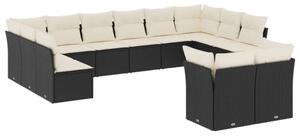 VidaXL Polyrattan Kerti Ülőgarnitúra - 12 részes - Fekete