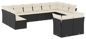 VidaXL Polyrattan Kerti Ülőgarnitúra - 12 részes - Fekete