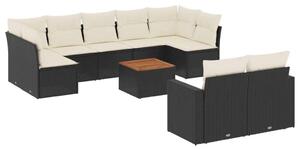 VidaXL Polyrattan Kerti Ülőgarnitúra - 10 részes - Fekete
