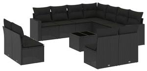 VidaXL Polyrattan Kerti Ülőgarnitúra - 12 részes - Fekete