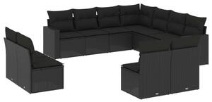 Polyrattan Kerti Ülőgarnitúra - 11 részes - Fekete