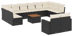 VidaXL Polyrattan Kerti Ülőgarnitúra - 13 részes - Fekete