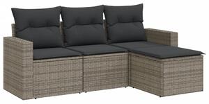 VidaXL Polyrattan Kerti Ülőgarnitúra - 4 részes - Szürke