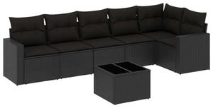 VidaXL Polyrattan Kerti Ülőgarnitúra - 7 részes - Fekete