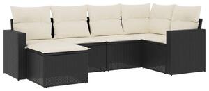 VidaXL Polyrattan Kerti Ülőgarnitúra - 6 részes - Fekete