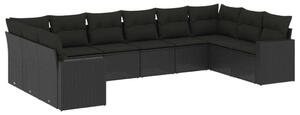 VidaXL Polyrattan Kerti Ülőgarnitúra - 10 részes - Fekete