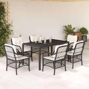 VidaXL Polyrattan Kerti Étkezőgarnitúra - 7 részes - Fekete