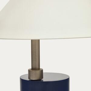 Kék fehér fém asztali lámpa Kave Home Shiva 42 cm