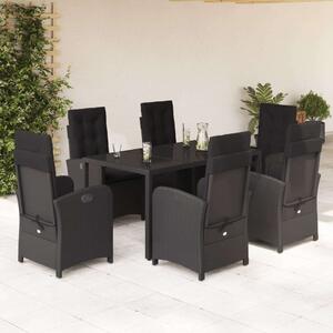VidaXL Polyrattan Kerti Étkezőgarnitúra - 7 részes - Fekete