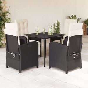 VidaXL Polyrattan Kerti Étkezőgarnitúra - 5 részes - Fekete