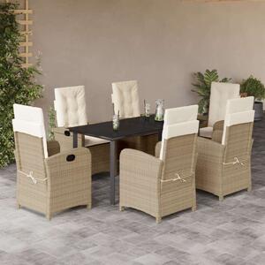 VidaXL Polyrattan Kerti Étkezőgarnitúra - 7 részes, Bézs