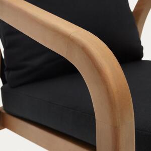 Fából készült kerti szék Kave Home Malaret fekete párnákkal