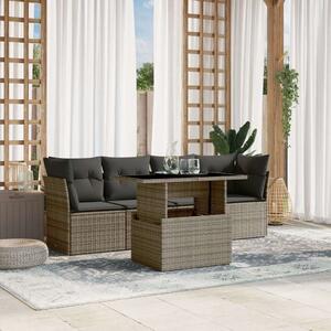 VidaXL 5 részes szürke polyrattan kerti ülőgarnitúra
