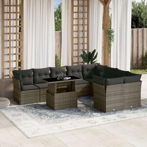 VidaXL Polyrattan Kerti Ülőgarnitúra - 10 részes - Szürke