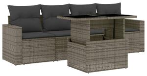 VidaXL Polyrattan Kerti Ülőgarnitúra - 5 részes - Szürke
