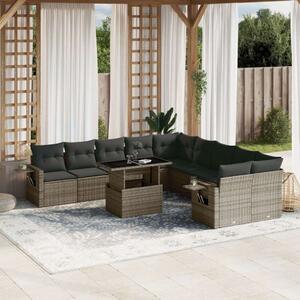VidaXL Polyrattan Kerti Ülőgarnitúra - 11 részes - Szürke