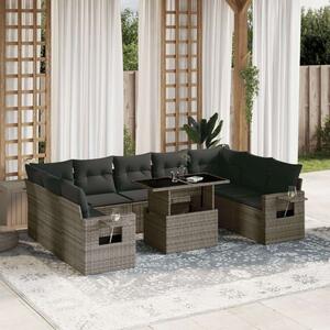 VidaXL Polyrattan Kerti Ülőgarnitúra - 10 részes - Szürke