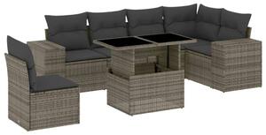 VidaXL 7 részes szürke polyrattan kerti ülőgarnitúra párnákkal