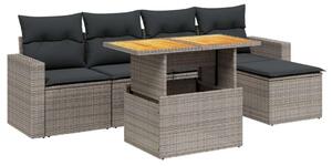 VidaXL Polyrattan Kerti Ülőgarnitúra - 6 részes - Szürke