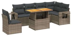 VidaXL Polyrattan Kerti Ülőgarnitúra - 7 részes - Szürke