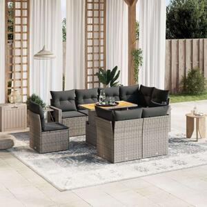 VidaXL Polyrattan Kerti Ülőgarnitúra - 9 részes - Szürke