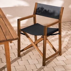 Akác kerti összecsukható szék Kave Home Thianna fekete ülőfelülettel