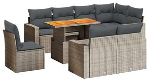 VidaXL Polyrattan Kerti Ülőgarnitúra - 9 részes - Szürke