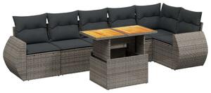 VidaXL Polyrattan Kerti Ülőgarnitúra - 7 részes - Szürke