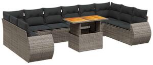 VidaXL Polyrattan Kerti Ülőgarnitúra - 11 részes - Szürke