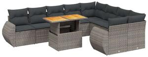 Polyrattan Kerti Ülőgarnitúra - 10 részes - Szürke