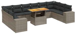 VidaXL Polyrattan Kerti Ülőgarnitúra - 11 részes - Szürke