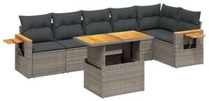 VidaXL Polyrattan Kerti Ülőgarnitúra - 7 részes - Szürke